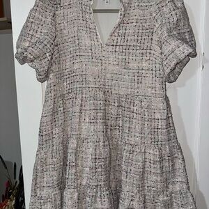 Crown & Ivy Tweed Mini Dress - Cream and Black